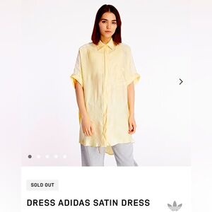 Adidas Satin short sleeve yellow shirt dress New With Tags